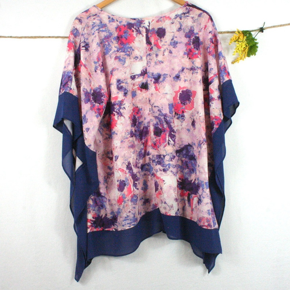 Ava & Viv Floral Poncho Top - Picture 4 of 6